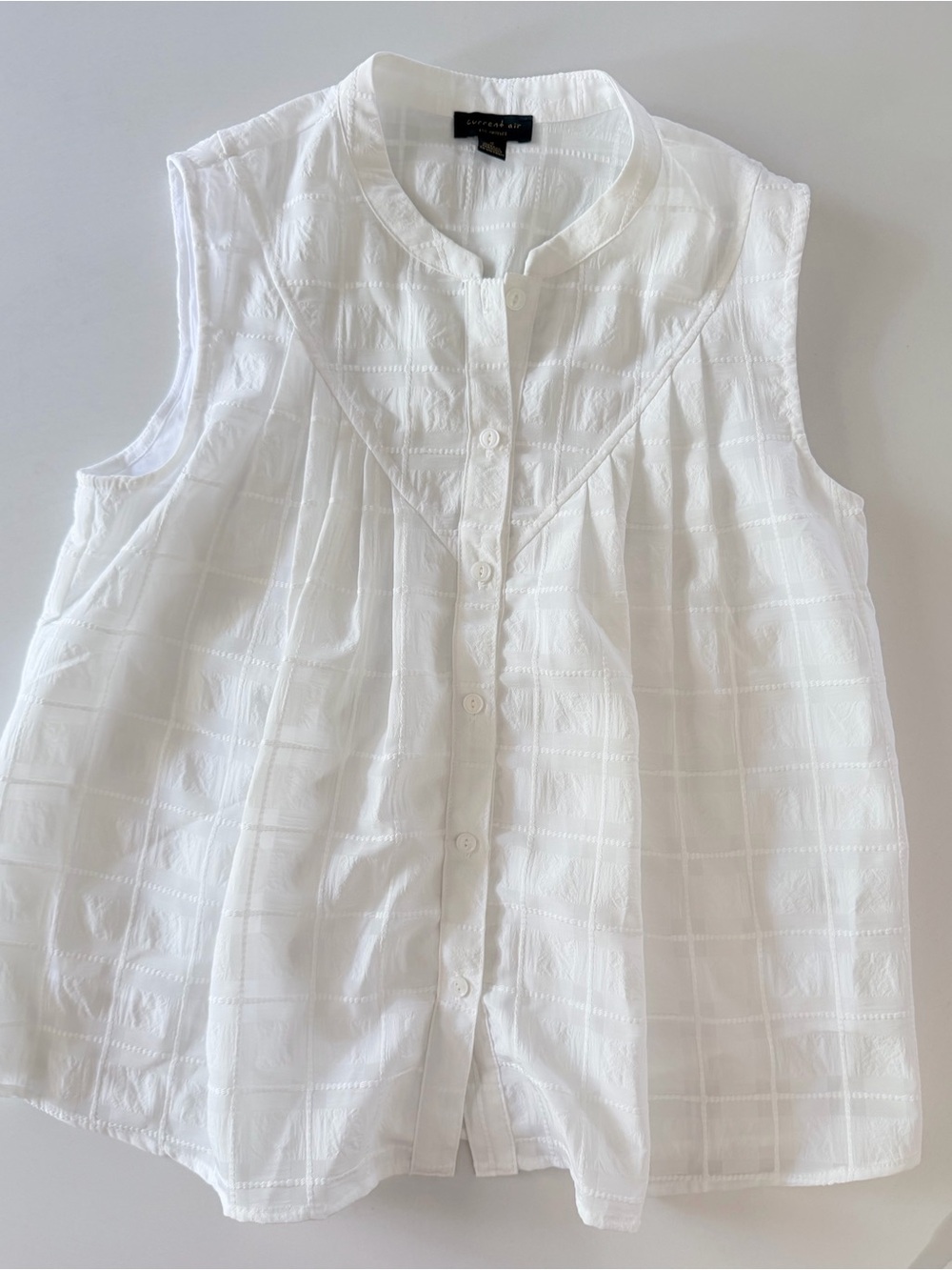 Current Air White Textured Button-Front Top
